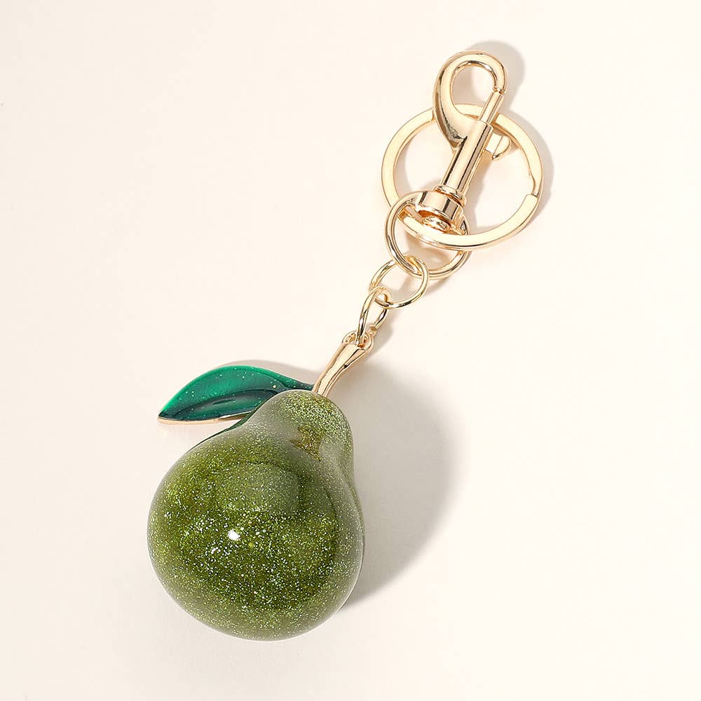 Glittered Pear Bag Charm