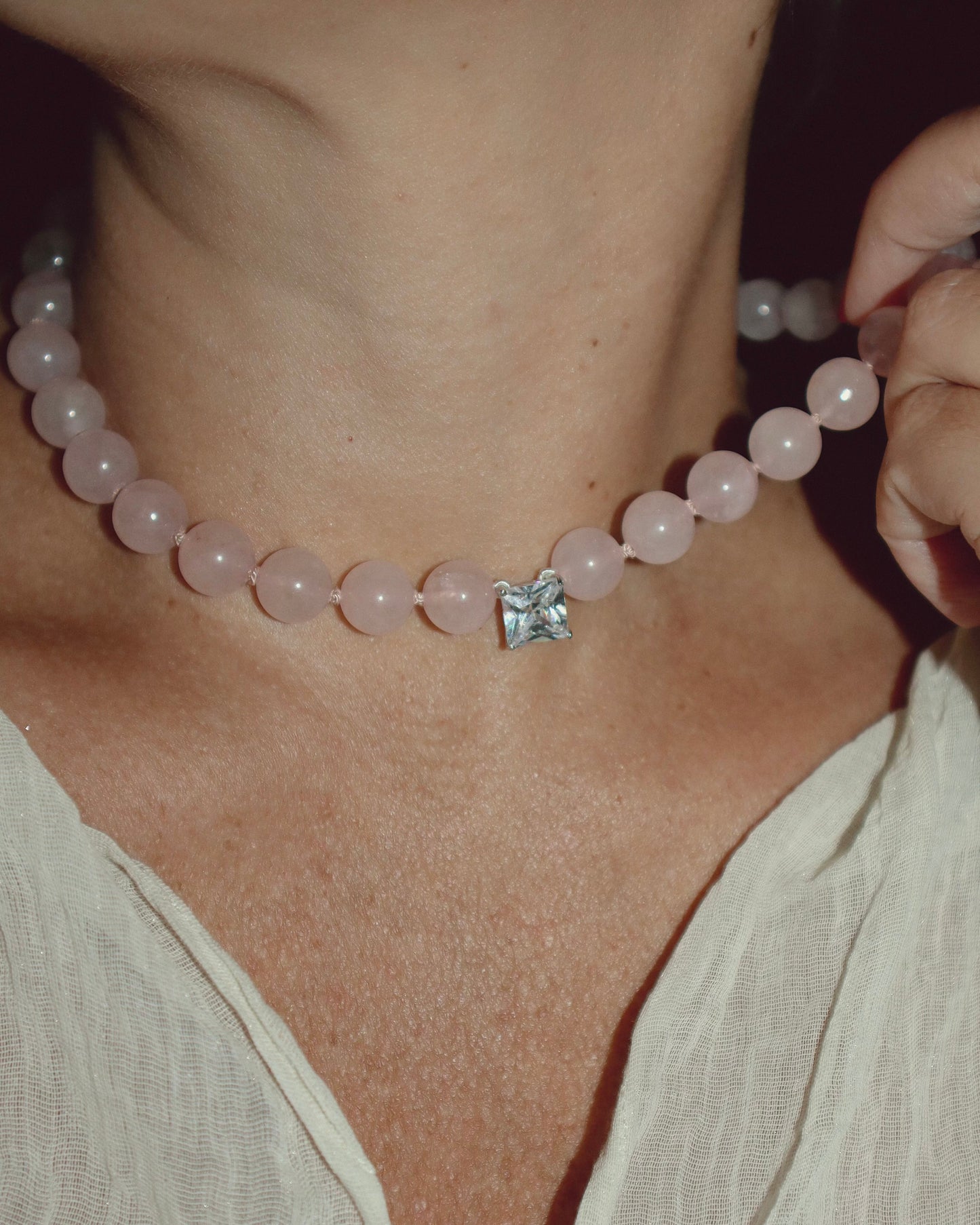 Bourbon rose quartz necklace