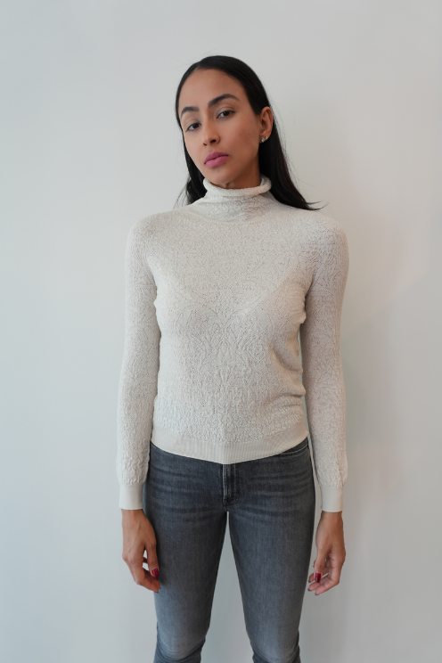 Lace Effect Merino Pullover
