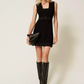 Short Knitted Dress with Rhinestones