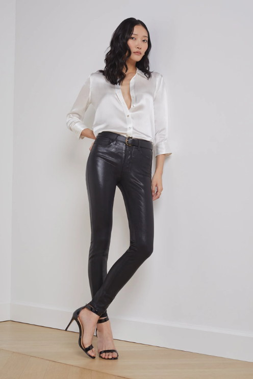Marguerite High Rise Skinny Jean in Black Coated