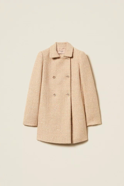 Bouclé Coat with Sequins