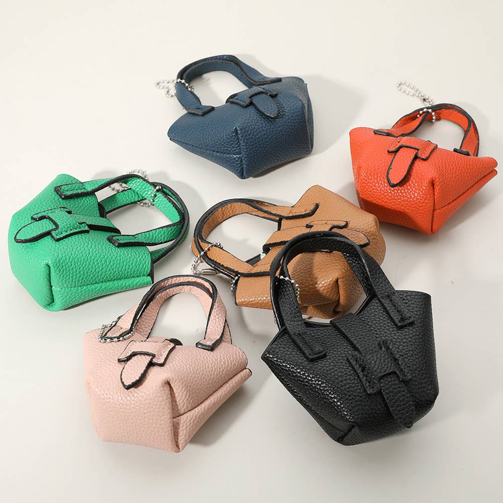 Faux Leather Stylish Mini Purse Bag Charm Orange