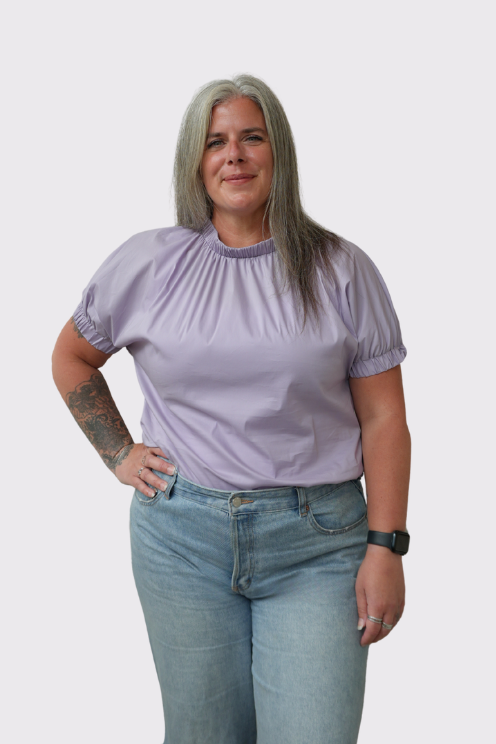 Gathered Poplin Puff Sleeve Top