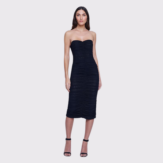 L'agence Caprice Black Midi Dress