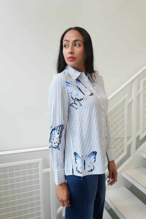 Blue Butterfly Blouse