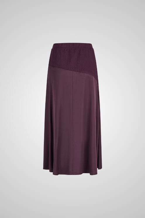 Contrast Waist Band Satin Midi Skirt