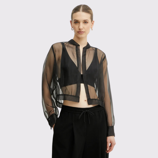 Twinset Sheer Organza Cropped Blouse