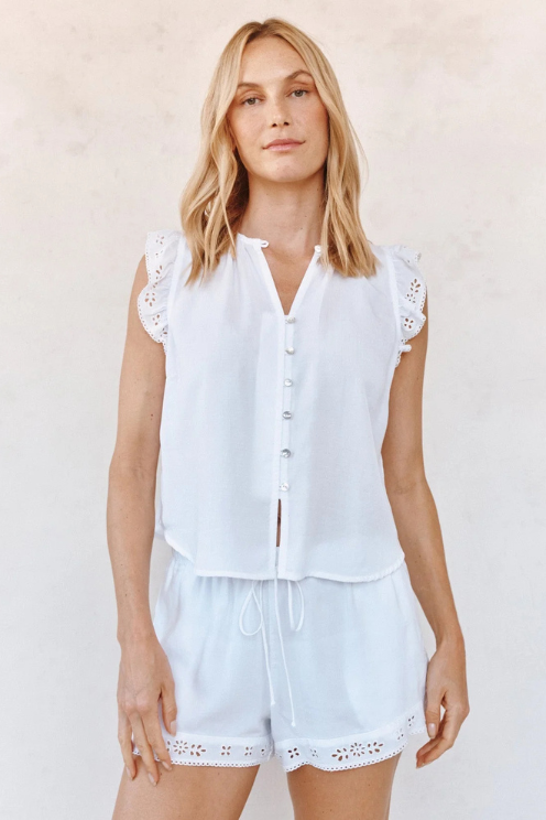 Embroidery Trimmed Short