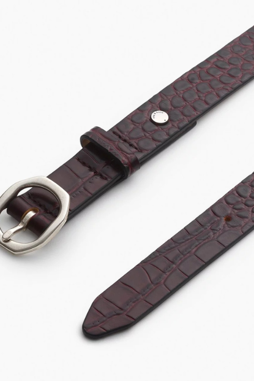 Small Audrey Leather Belt - Embossed Crocodile