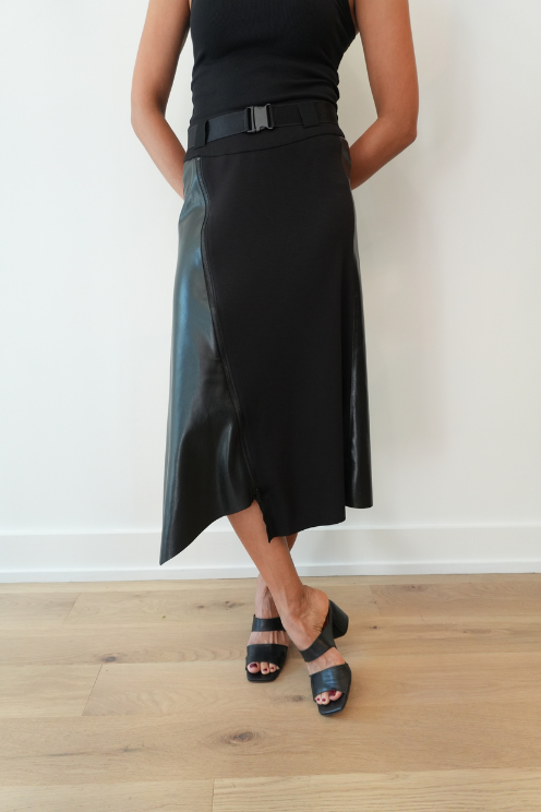 Faux Leather Midi Skirt