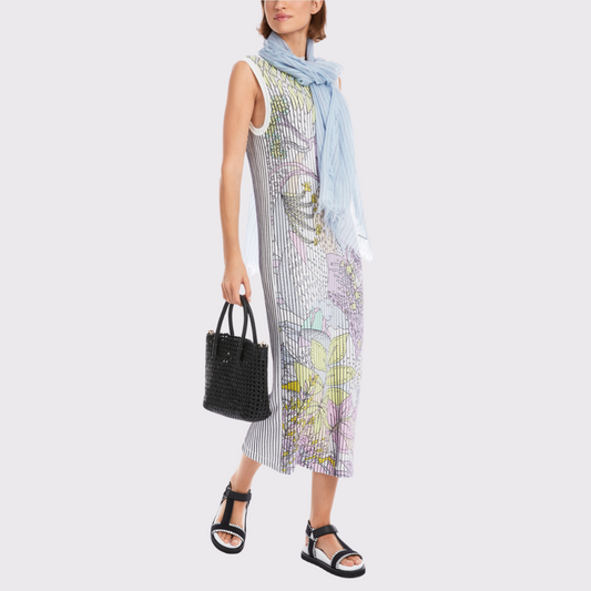 Marc Cain Hawaian Bloom Pleated Knit Dress