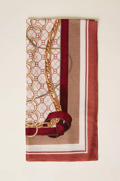 Oval Chain Scarf - Burgundy