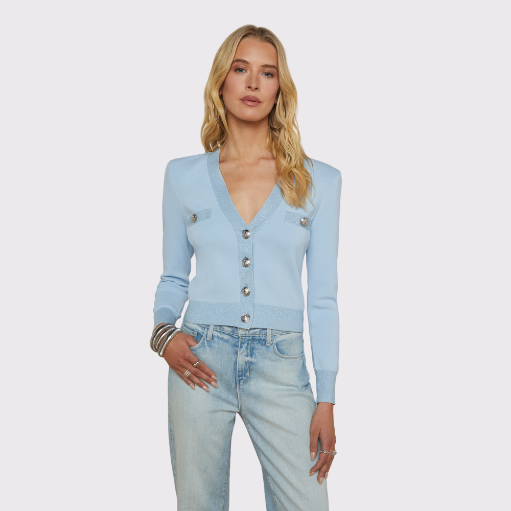 L'agence Taya Cropped V-Neck Cardi
