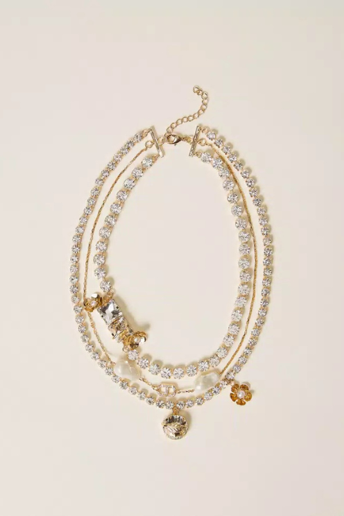 Rhinestone and Floral Necklace