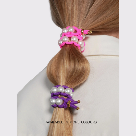 Scrunchie is Back - Colored Elastic & Pearl Hair Bracelet