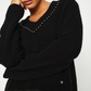 Zora V Neck Studded Sweater