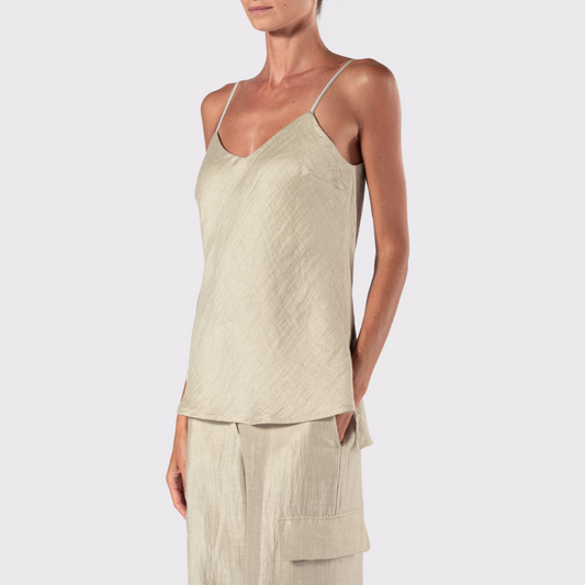Tonet Linen Blend Cami in Dune