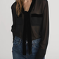 Velvet Trim Blouse