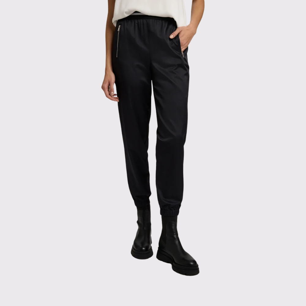 Marc Aurel Satin Pants with Contrast Elastic Band