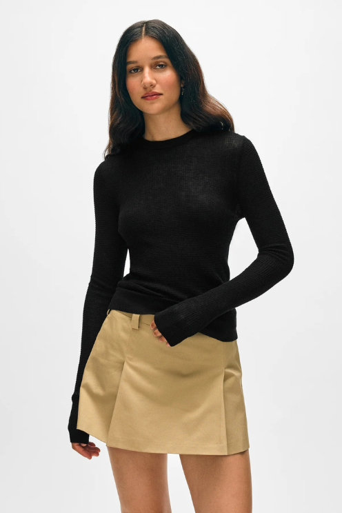 Superfine Cashmere Blend Waffle Crewneck