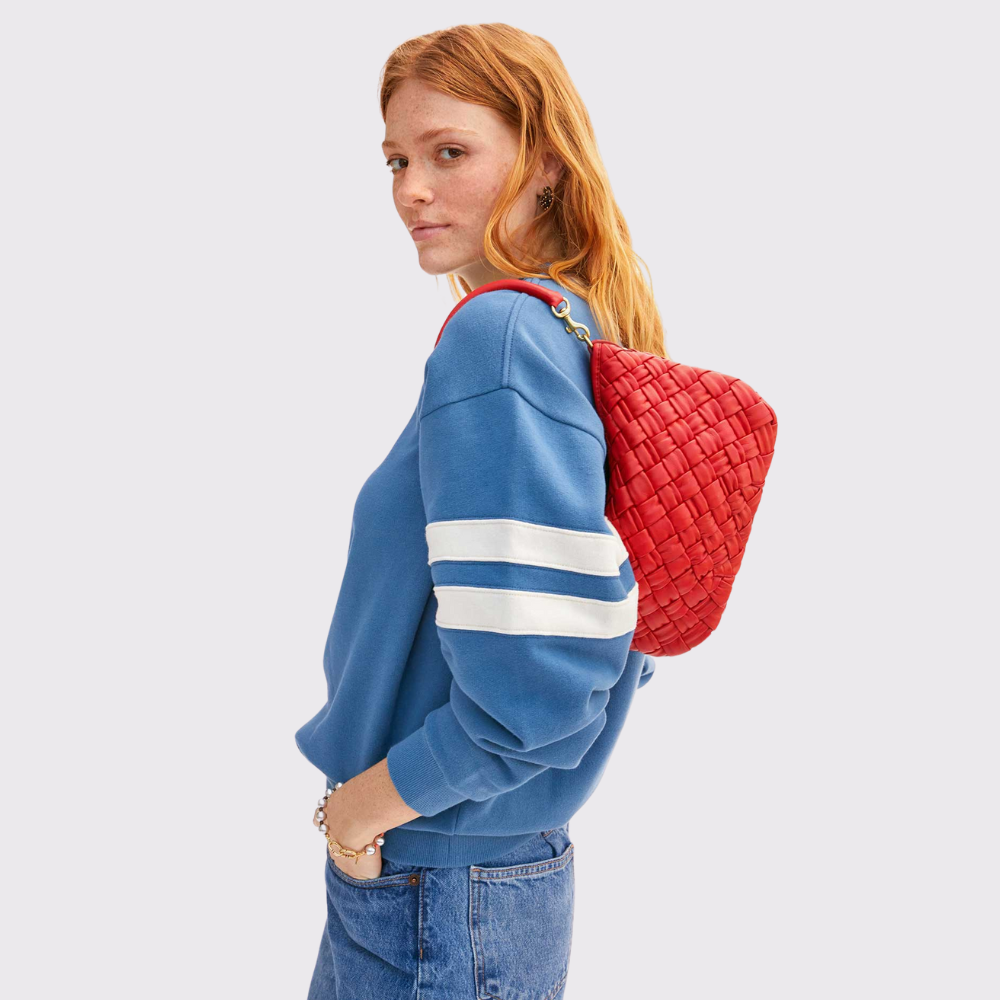 Clare V. Petit Moyen Handbag in Rosa Puffy Woven
