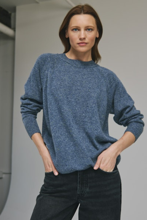 Relaxed Fit Raglan Crew With Rib Detail