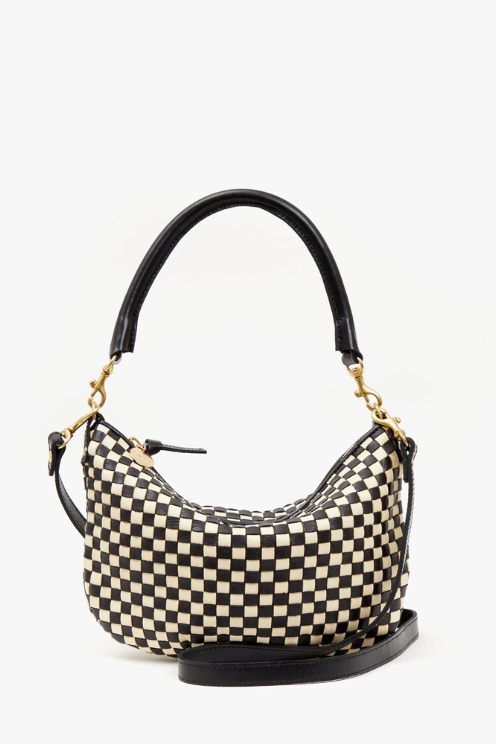 Petit Moyen Messenger - Black/Cream Woven Checker