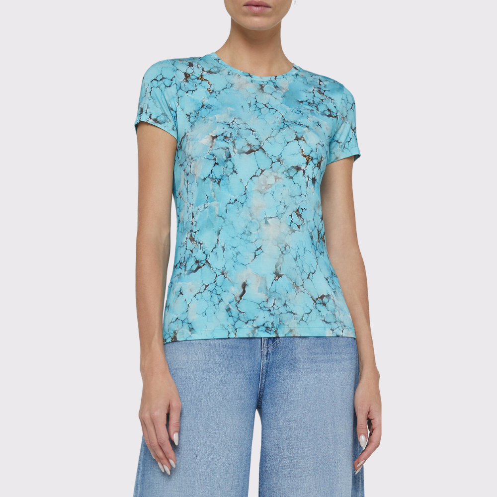 L'agence Ressi Fitted Tee in Turquoise Stone