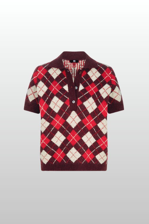 Knitted Argyle Polo