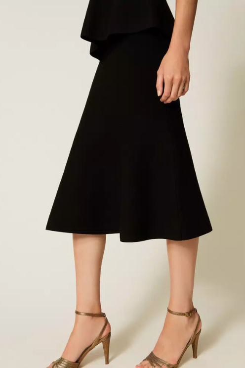 Midi Knit Skirt with Godet