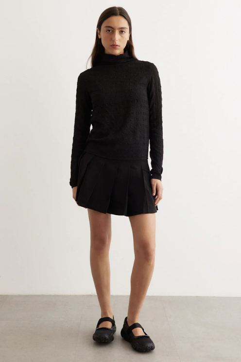 Light Twill Pleated Mini Skirt