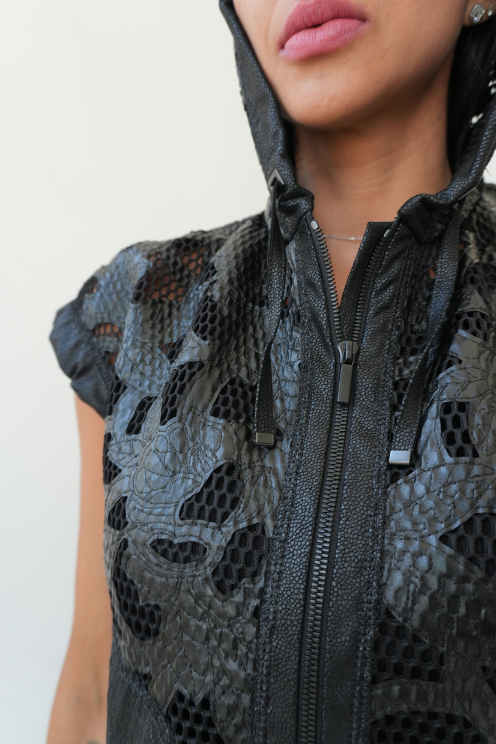 Laser-Cut Hooded Vest