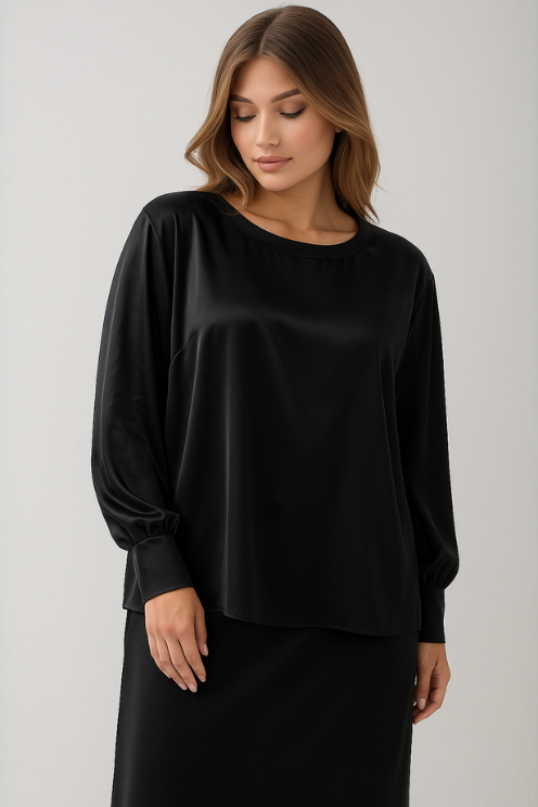 Silk Crew Neck Blouse