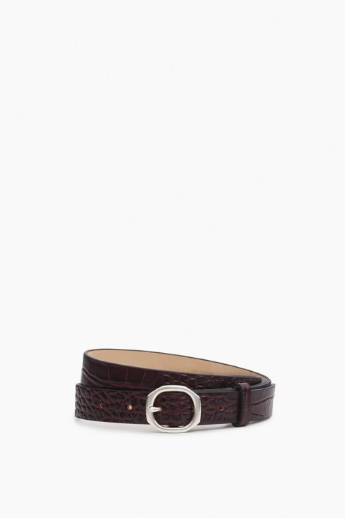 Small Audrey Leather Belt - Embossed Crocodile