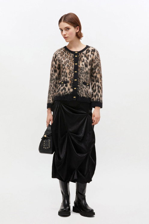 Soft Wool Leopard 3/4 Sleeve Cardigan