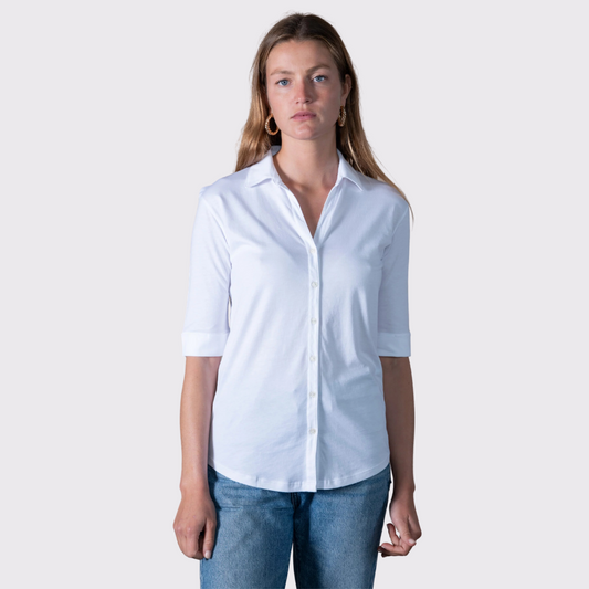 Anonym Lili Fitted V-neck Shirt in White