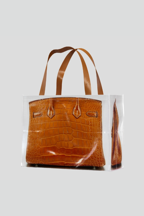 Designer Grocery Tote Brown Croc
