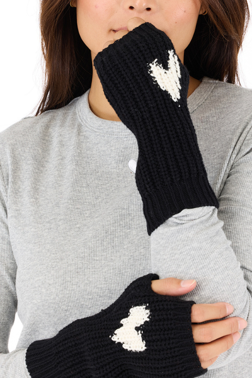 Imperfect Heart Mittens in Black