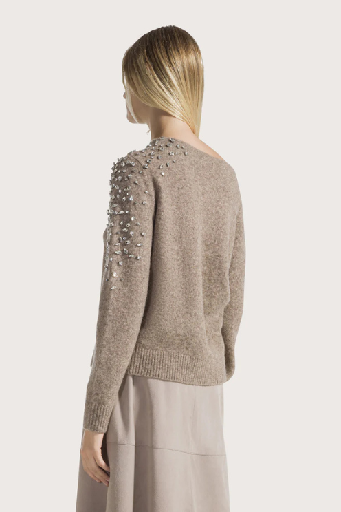 Beaded Wool-Alpaca Sweater