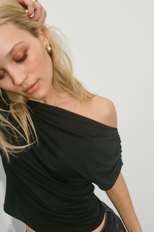 Shimmering Off-Shoulder Top