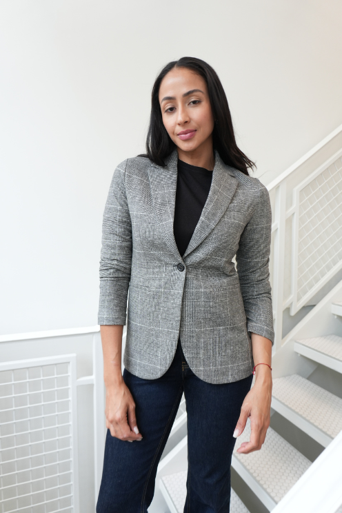 Circolo Stretch Cotton Blazer – Grey Check