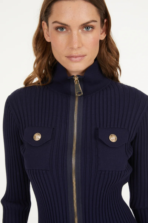 Ribbed Zip Cardigan