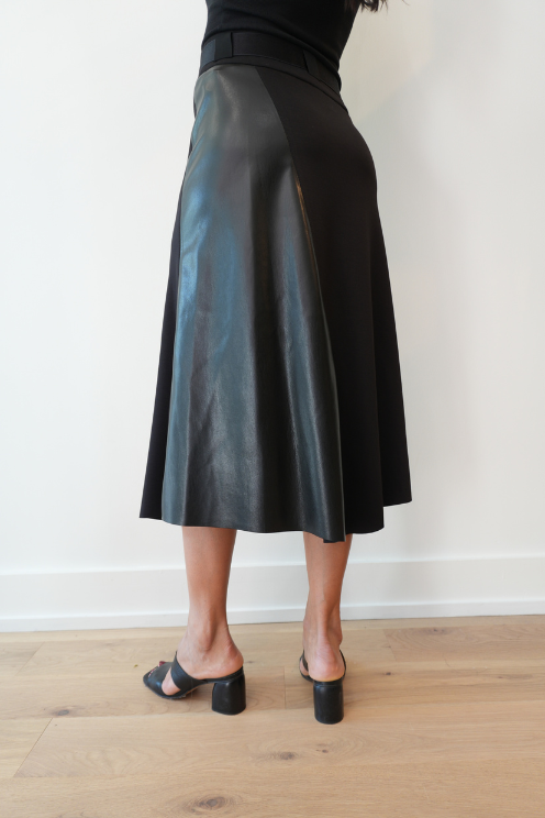 Faux Leather Midi Skirt