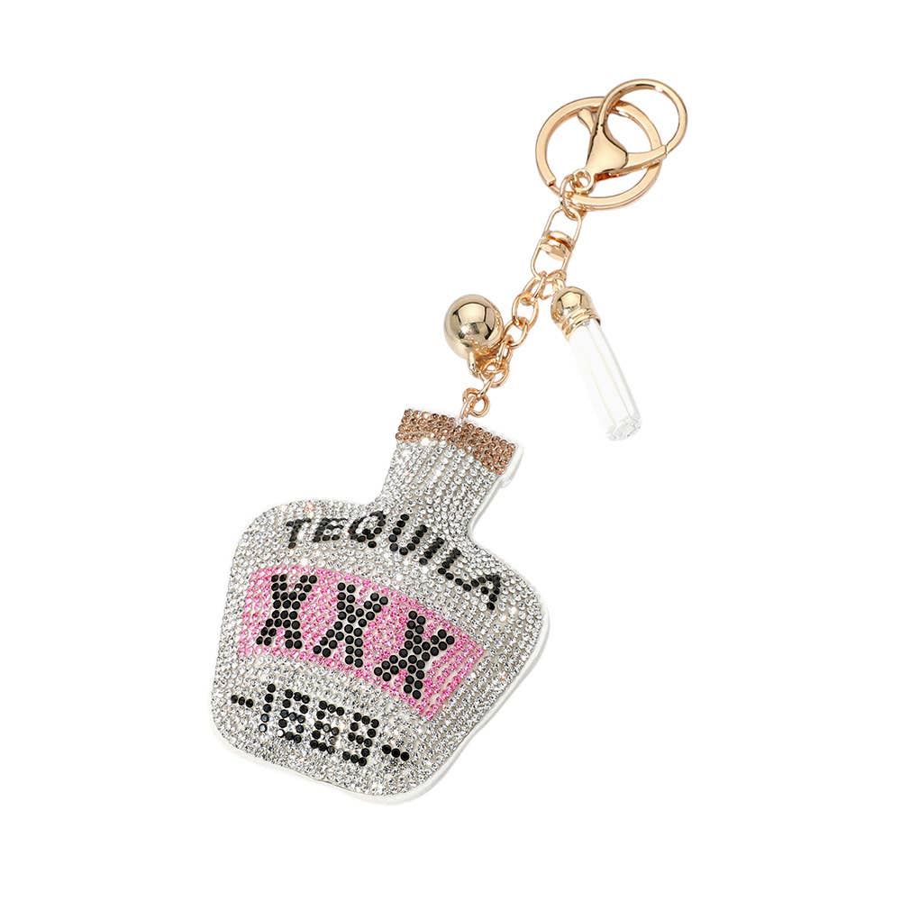 Bling Studded Tequila Bottle Tassel Bag Charm