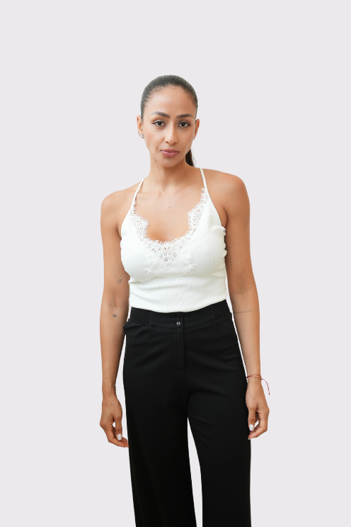 Genevieve Lace Cami Top in White