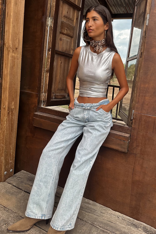Never Fully Dressed Metallic Ribbed Tank