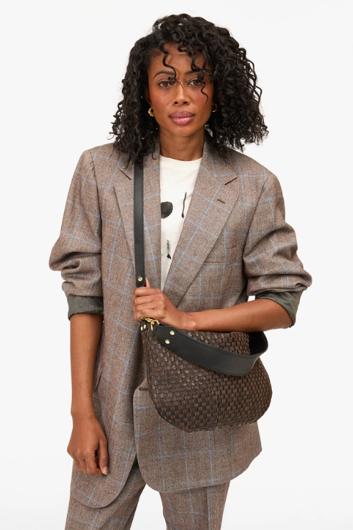 Moyen Messenger - Leather & Suede Woven Checker