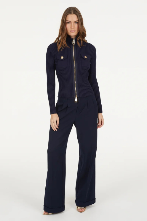 Ribbed Zip Cardigan