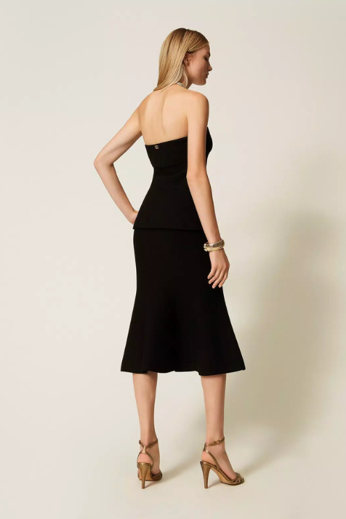 Midi Knit Skirt with Godet